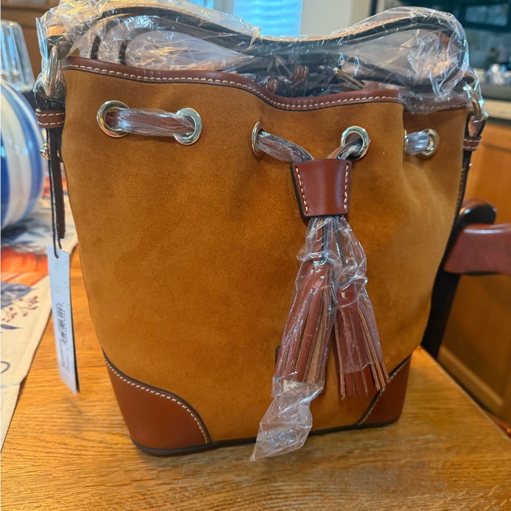 Dooney & Bourke Tan Suede Dawstring